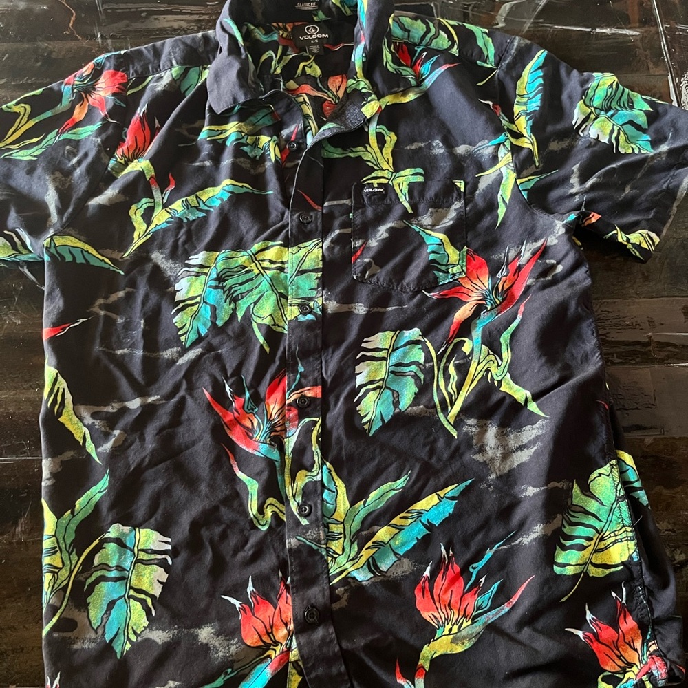 Tropical Black Floral Men's Shirt